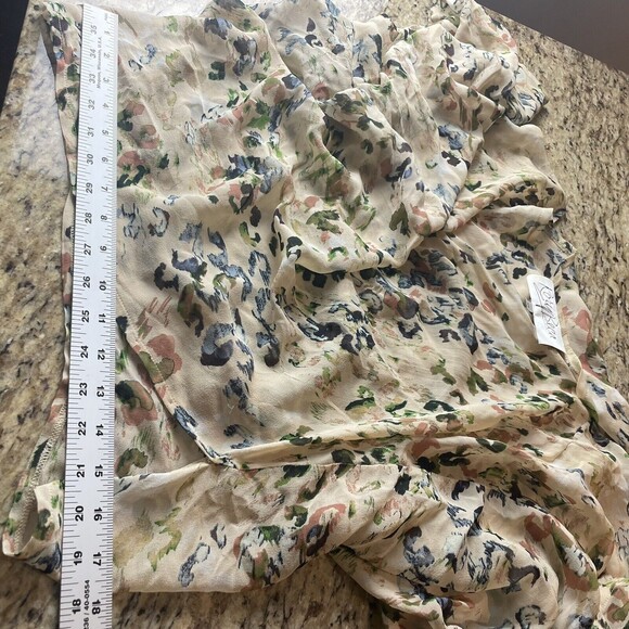 Rory Beca Ivory Print Silk Blouse Asymmetrical Size XS - Picture 12 of 13